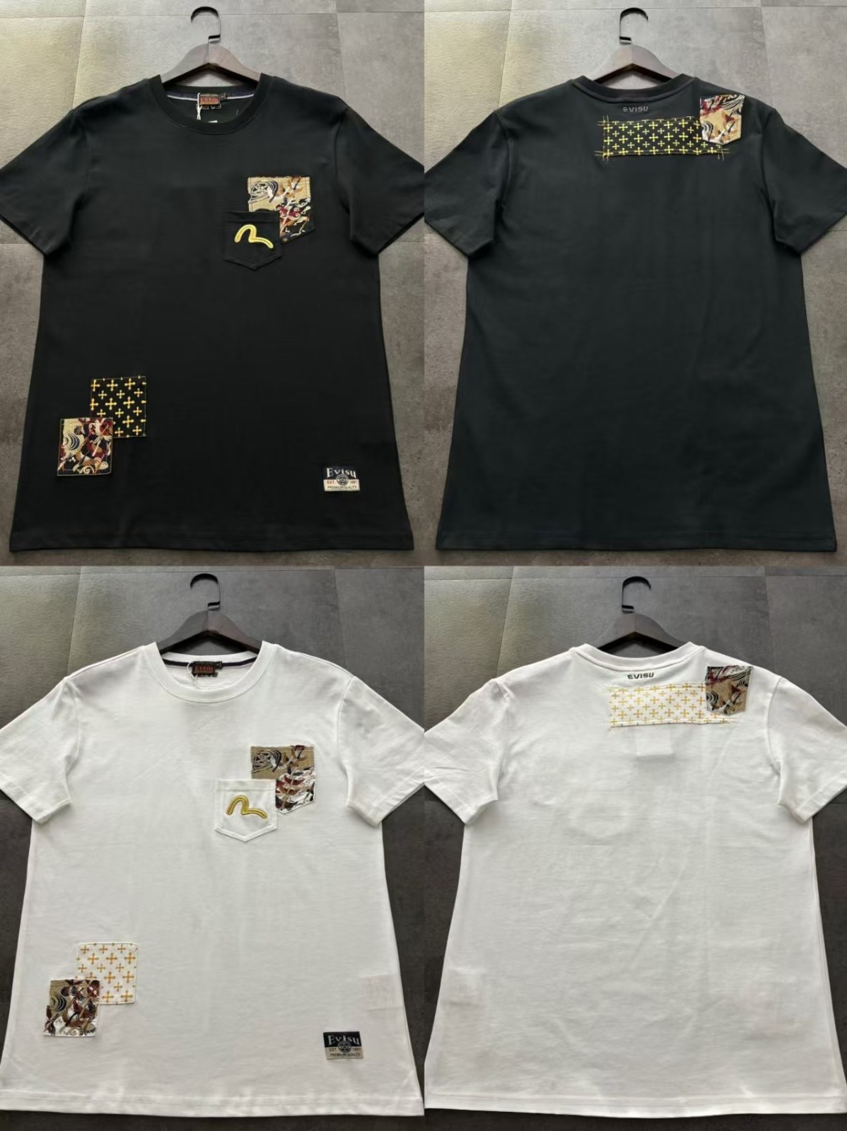 EVISU 福神2026 海鸥刺绣口袋织锦字母短袖Tee