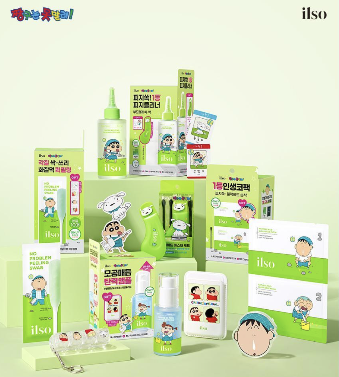韓國 ilso X 蠟筆小新 溫和無痛 去黑頭貼 10片鼻頭貼 + 送20支粉刺棉花棒 +送阿呆手機支架｜Natural Mild Clear Nose Patch 