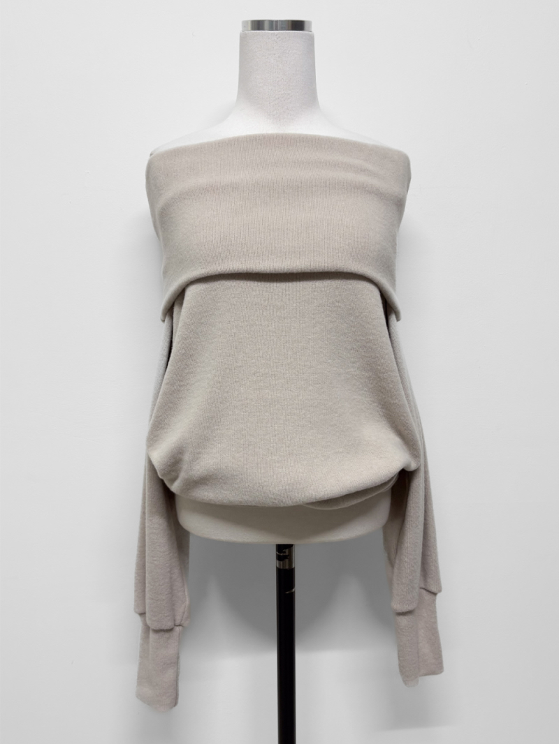 Soft Foldover Off-Shoulder Knit Top