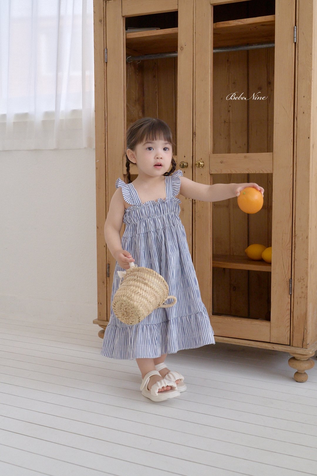 ☀️預訂 韓國直送☀️🇰🇷Bebenine兩色條紋荷葉邊吊帶連身裙