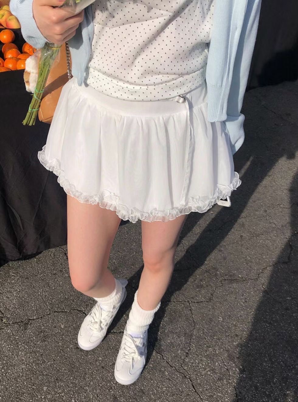 【 🫧超心動Sheer設計˚ʚɞ美の波浪點綴！連BELT傘型蛋糕裙褲🤍 】 Dreamy Belt Skirt Pants(兩色入)