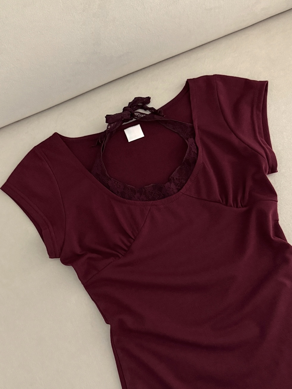 Lace-Trim Halter Layered Top