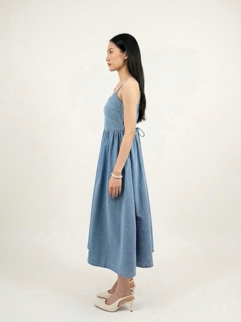 W010 - Denim Midi Dress