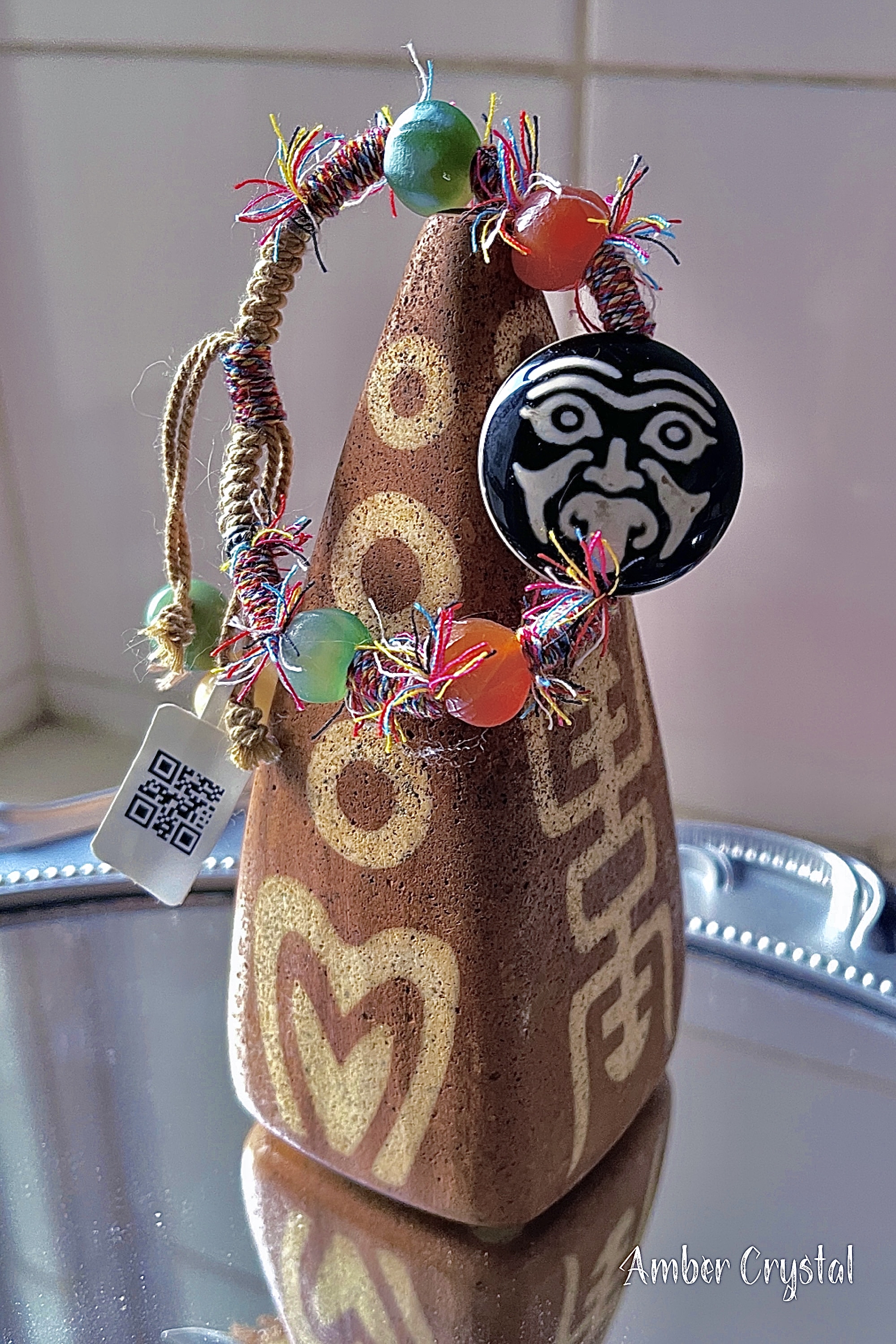 西藏扎基拉母羊板眼天珠 dzi bead