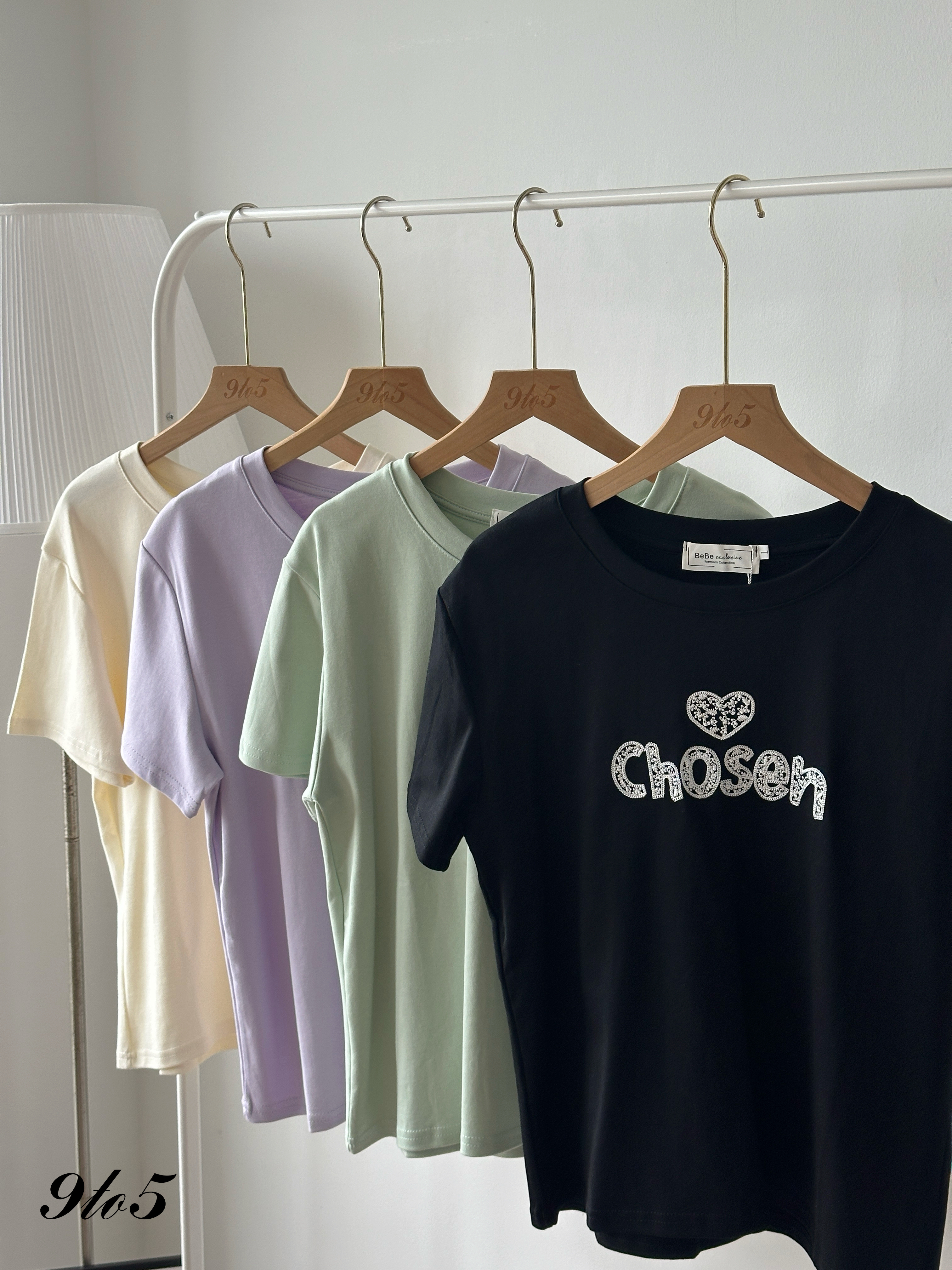 T4391 Embroidery Wording Tee - 4 Colors 
