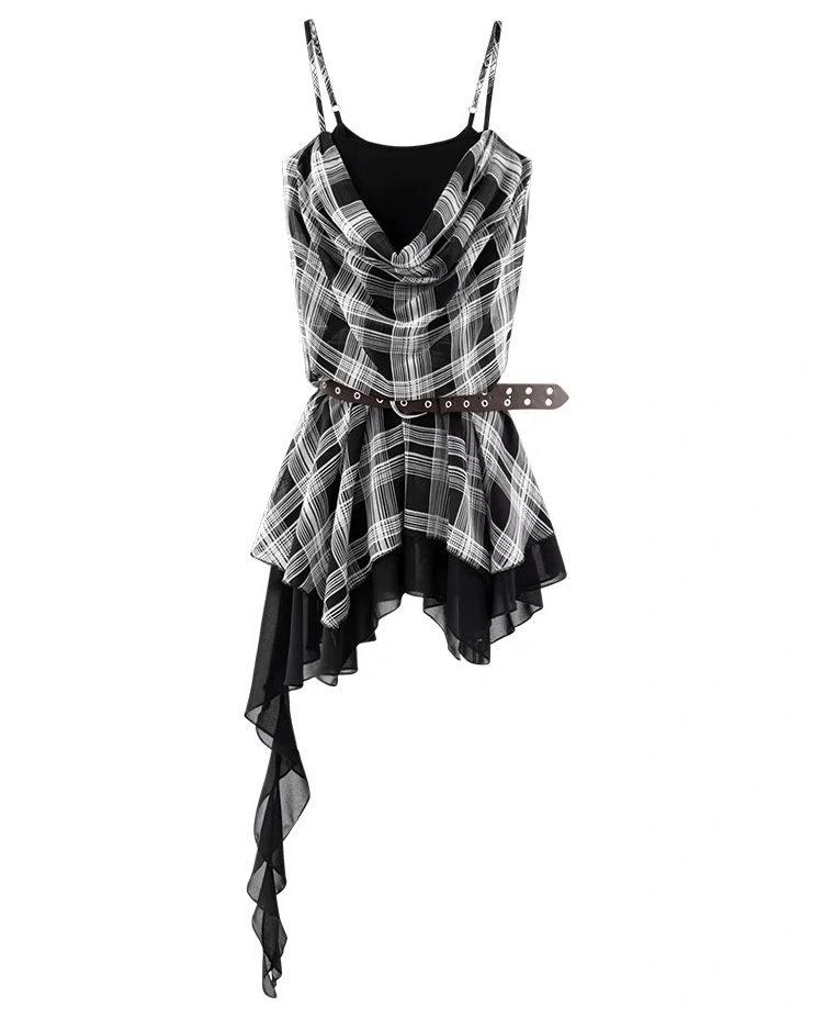 A031144 Sexy Y2K Plaid Spaghetti Strap Mini Dress