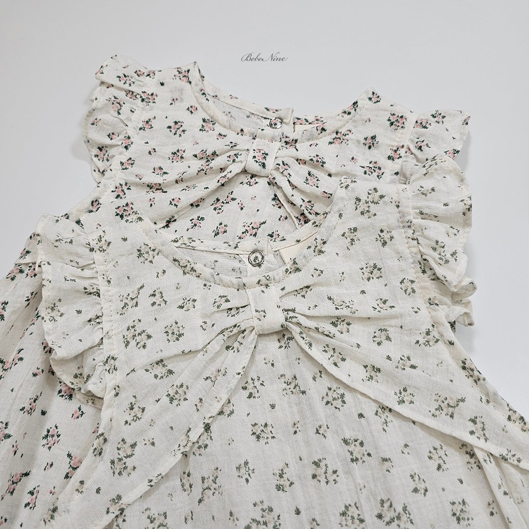 ☀️預訂 韓國直送☀️🇰🇷Bebenine兩色花卉蝴蝶結荷葉邊背心包屁衣
