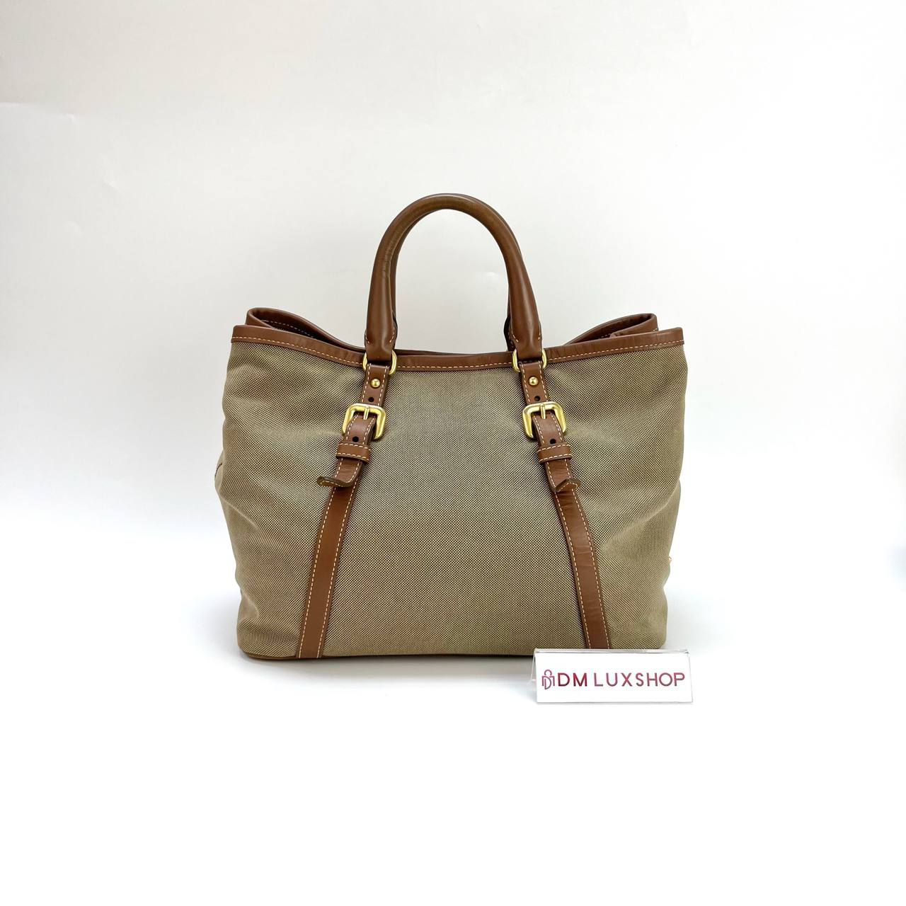 Prada Logo Jacquard Tote Brown GHW