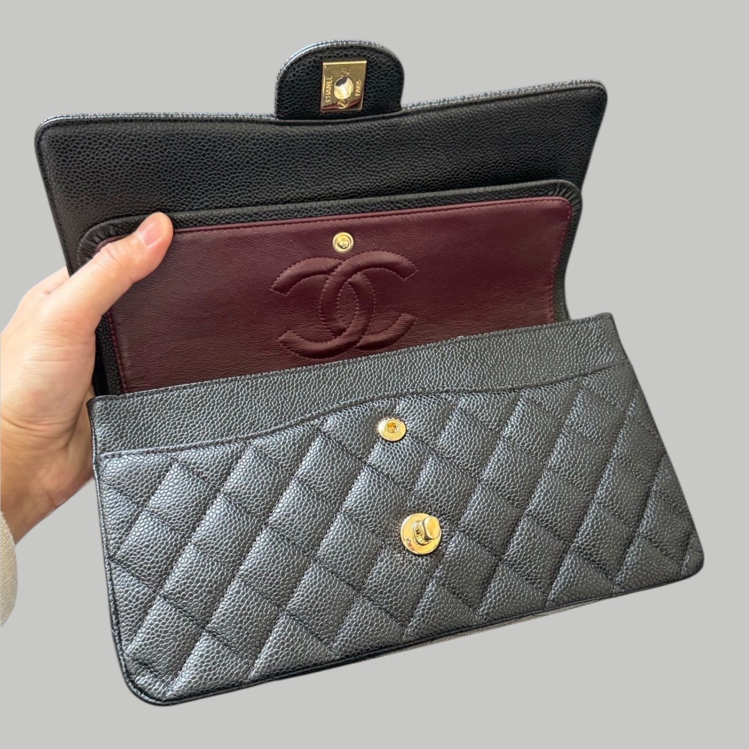 Chanel Caviar CF25 荔枝枝金扣