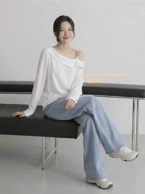 G6070 韓國🇰🇷金鏈露單肩top