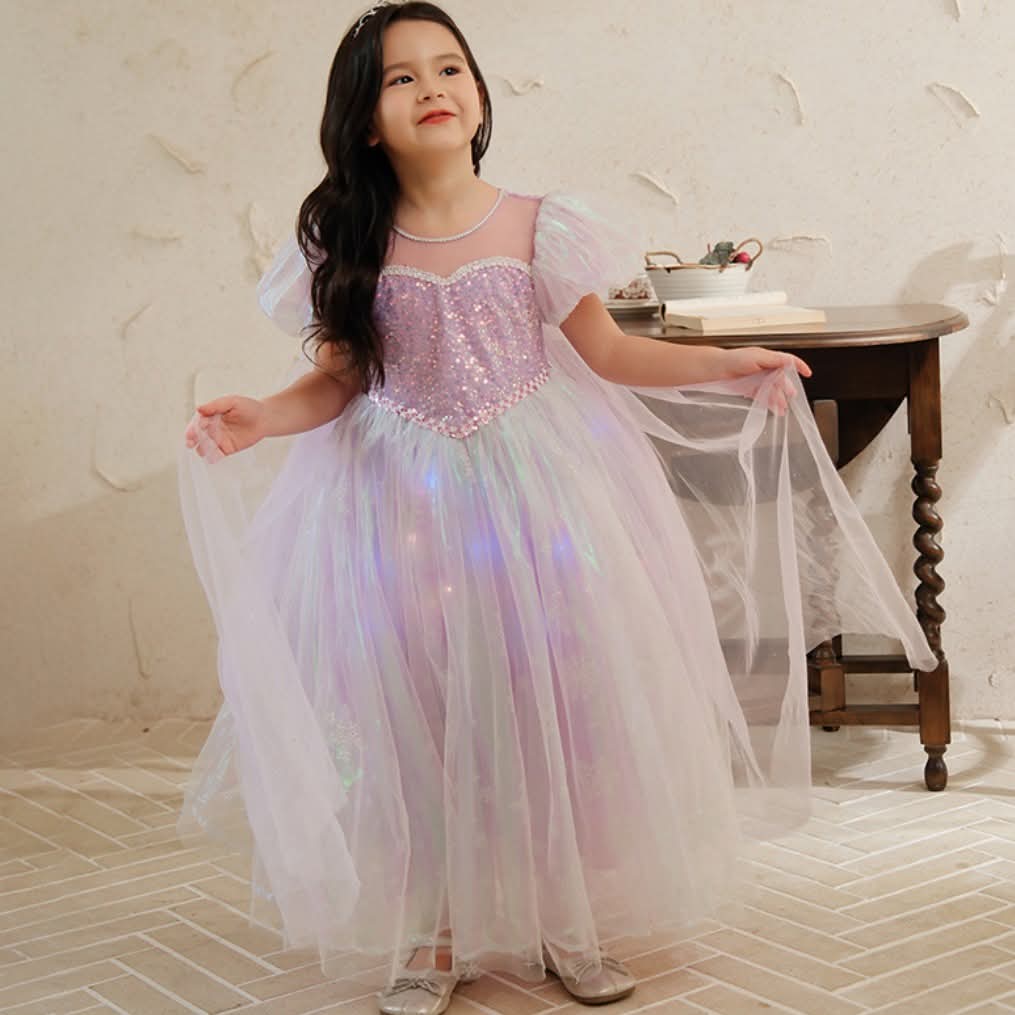 女童幻彩蓬蓬網紗連身裙