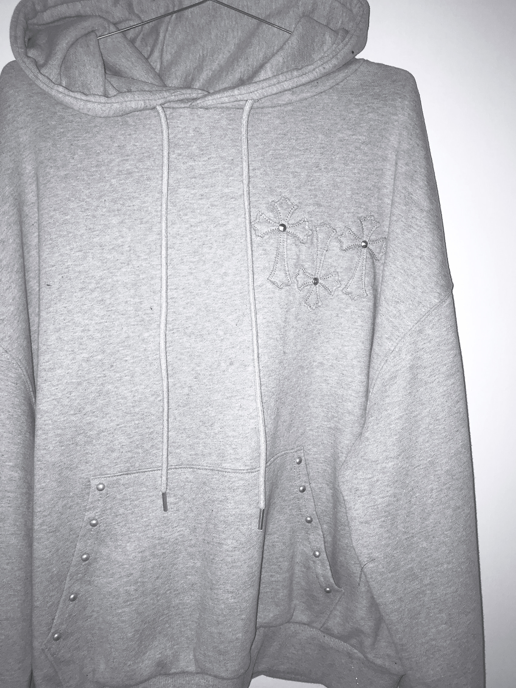 Studded Cross Patch Oversized Hoodie