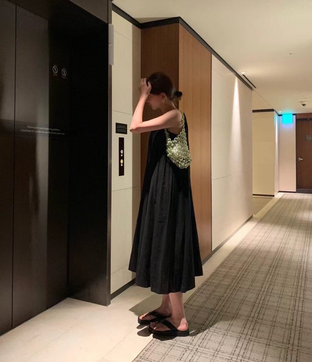 Cotton shirring sleeveless dress #op16
