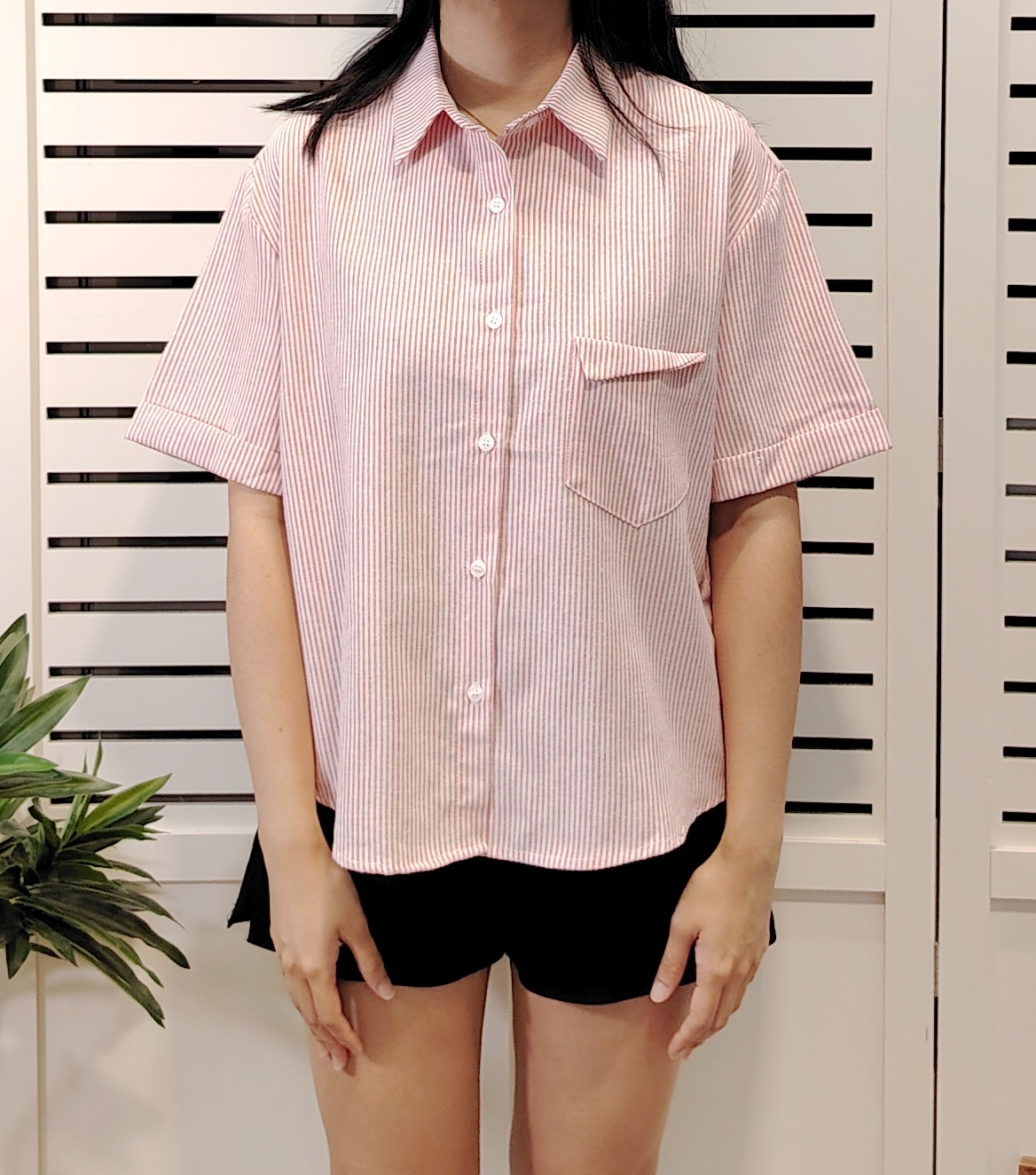 25032 Striped Sleeve Less Shirt