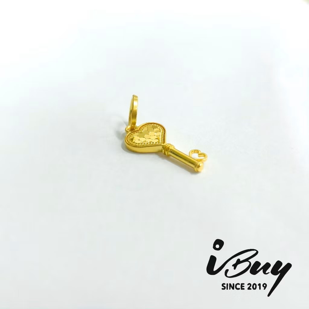 916 GOLD HONEYCOMB LOVE KEY PENDANT 916 金 爱心峰窝钥匙吊坠