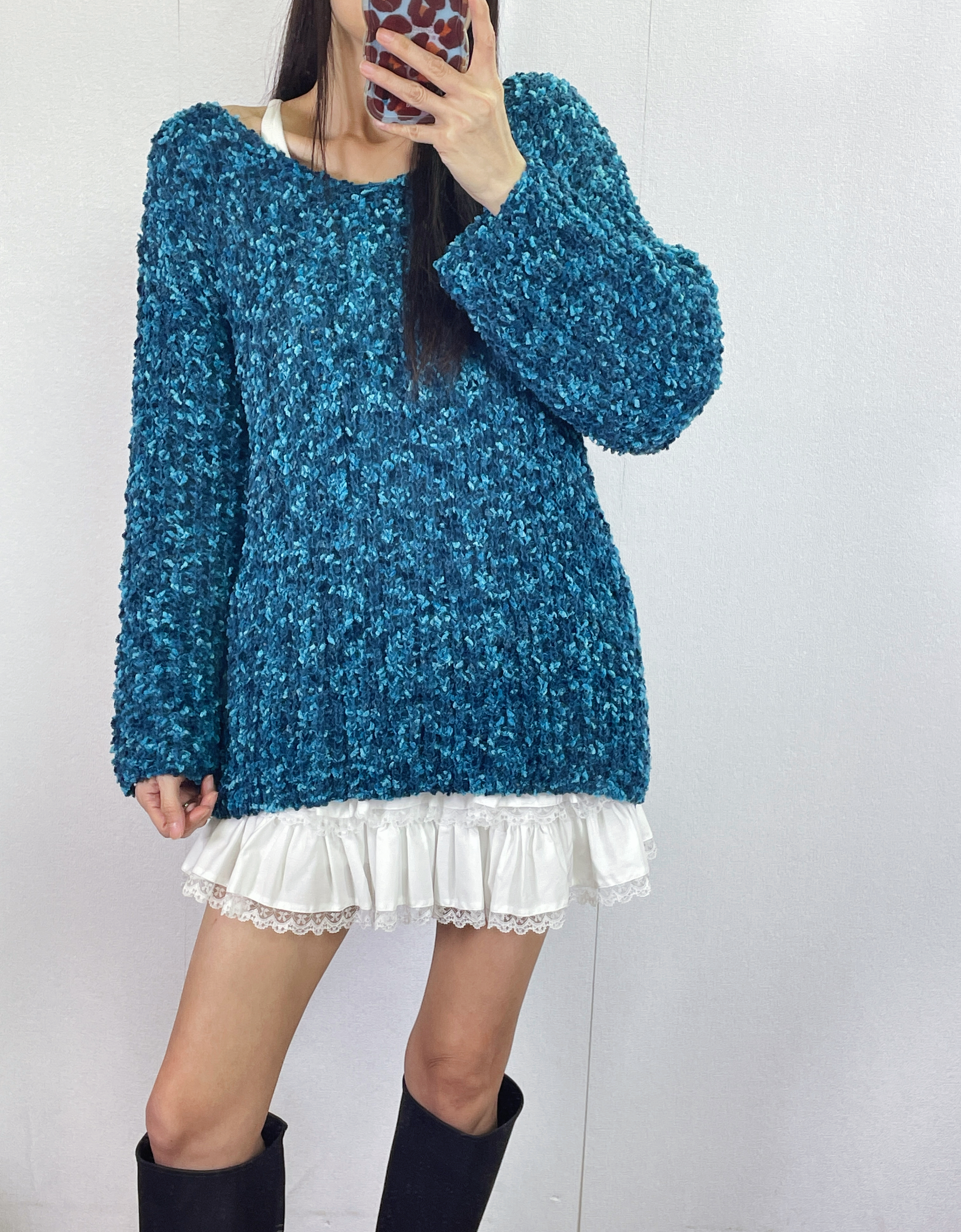 K5530 毛巾針織料V領長身top