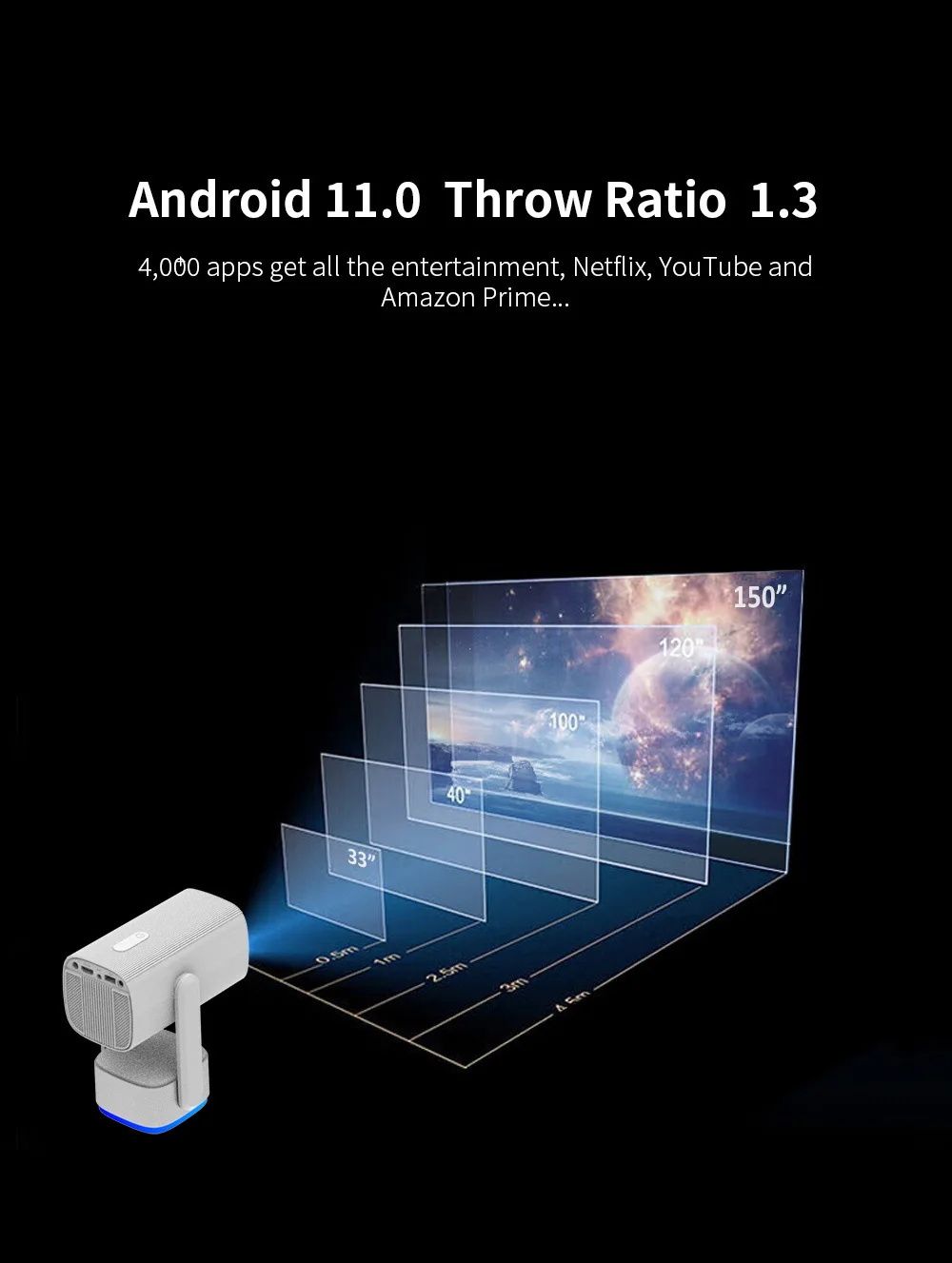 SAPPHIRE K2 4K便攜充電式智慧投影機