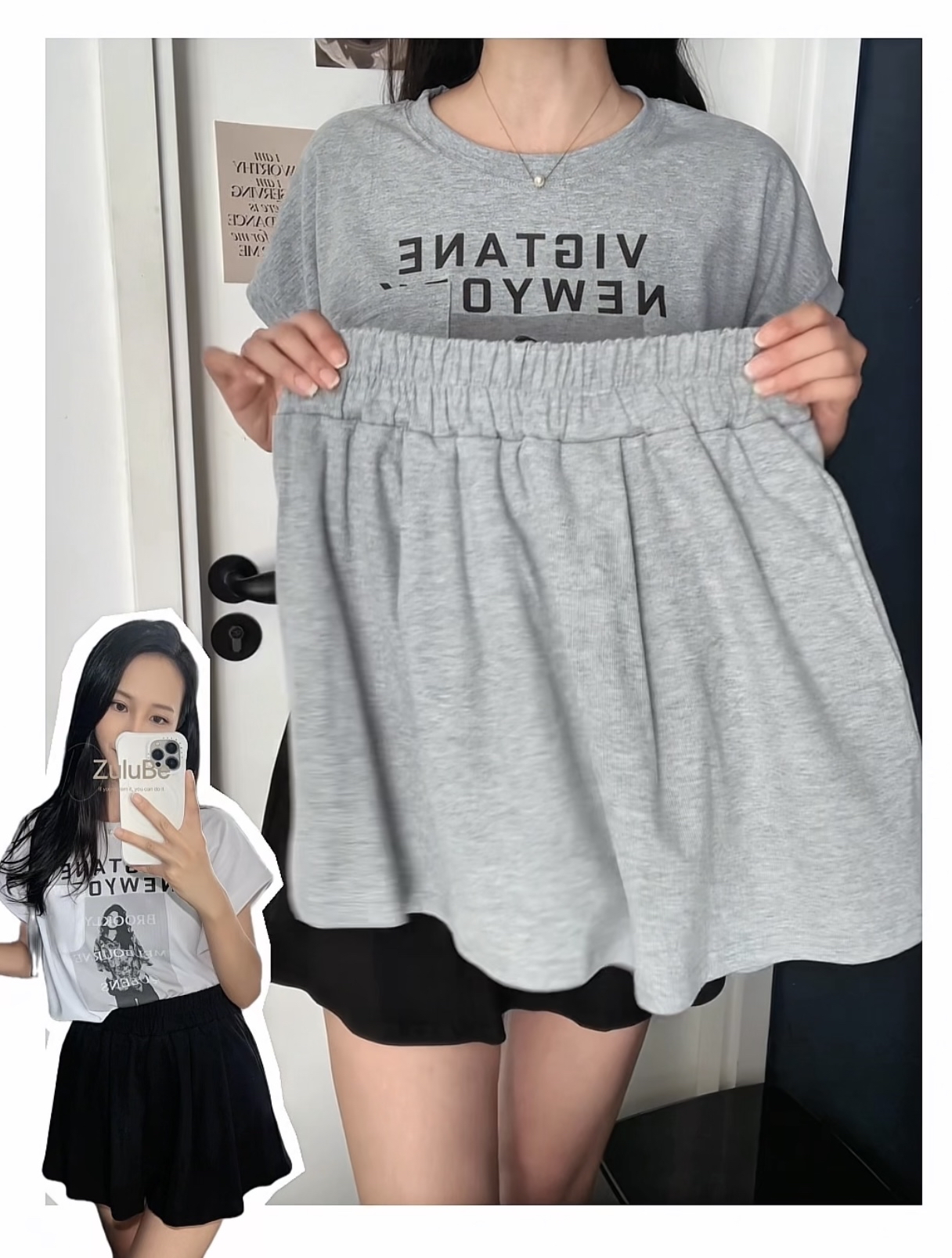 🇰🇷橡筋雙袋半截裙 ( 2色入）🛒現貨