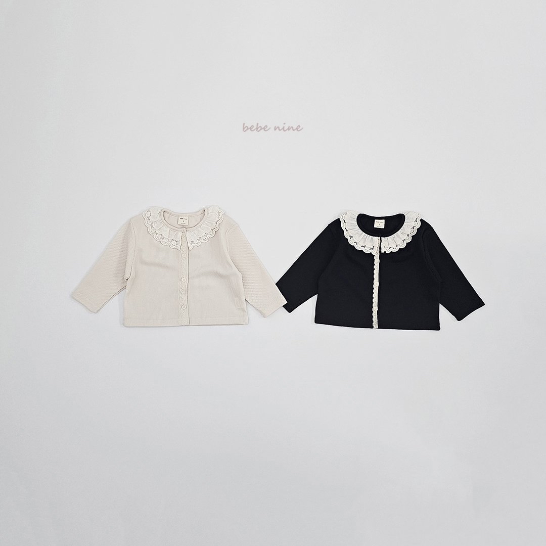 🌸預訂 韓國直送🌸🇰🇷Bebenine兩色蕾絲花邊領華夫格開襟外套