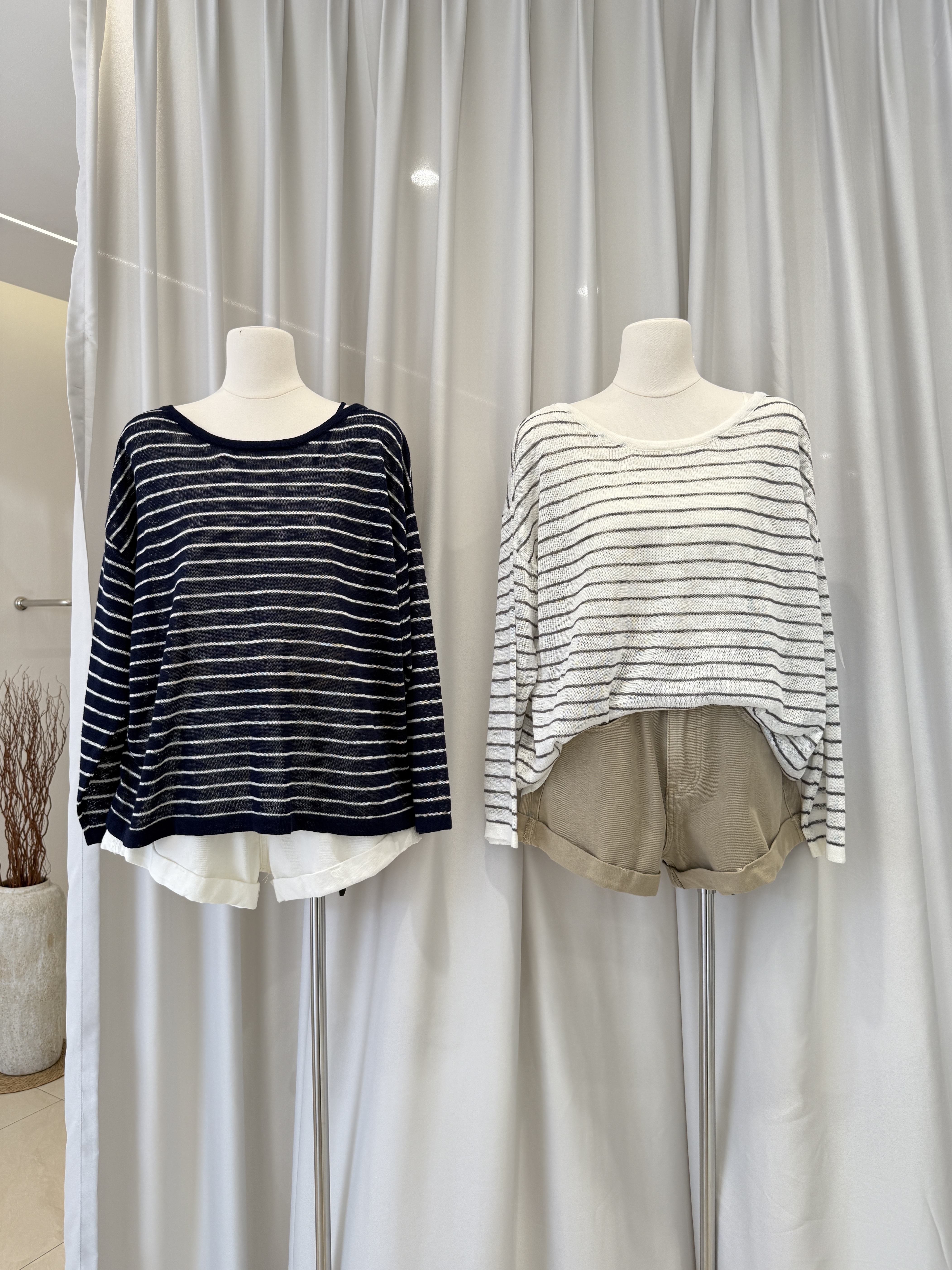 6367 韩系宽松条纹长袖