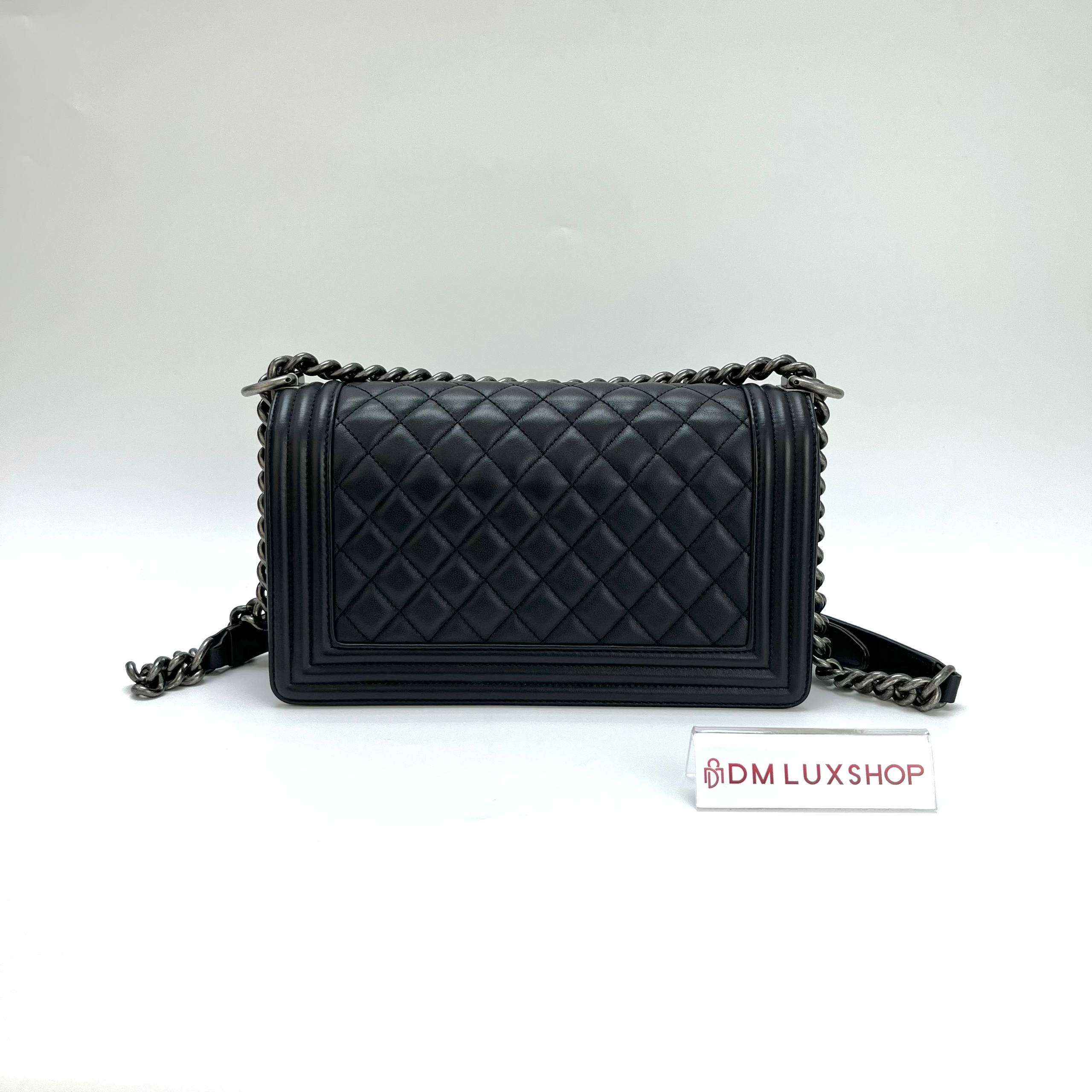 Chanel Boy Black Medium SHW (Microchip)