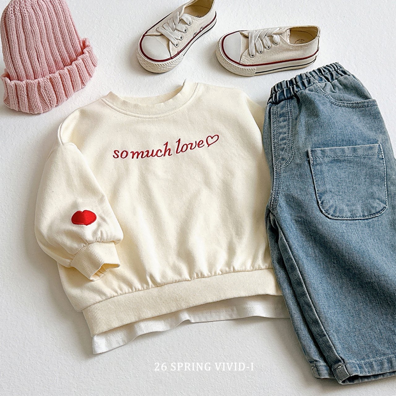 🌸預訂 韓國直送🌸🇰🇷VIVIDI三色so much love印花寬鬆衛衣