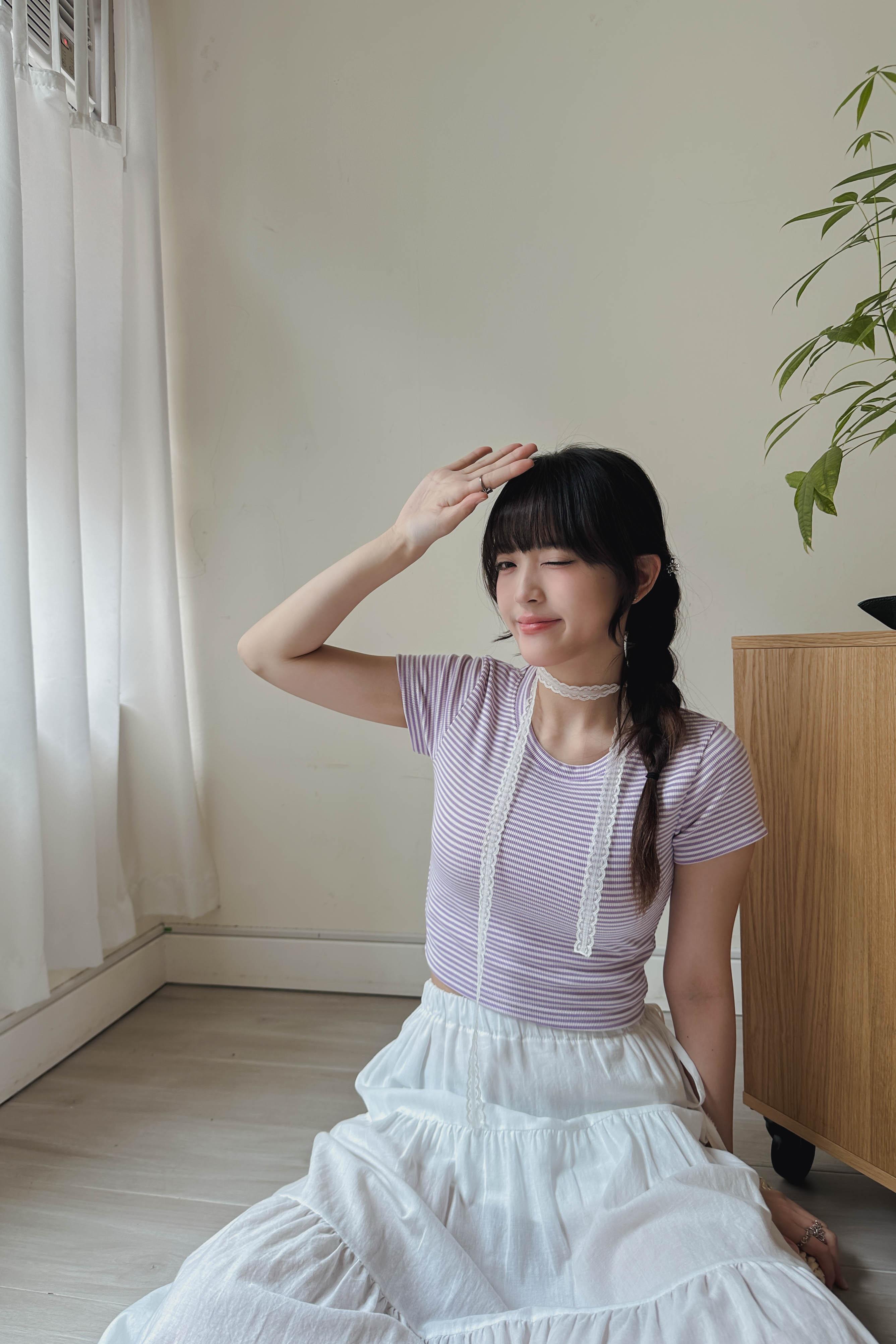 細件彈彈橫間Crop Top (三色入)