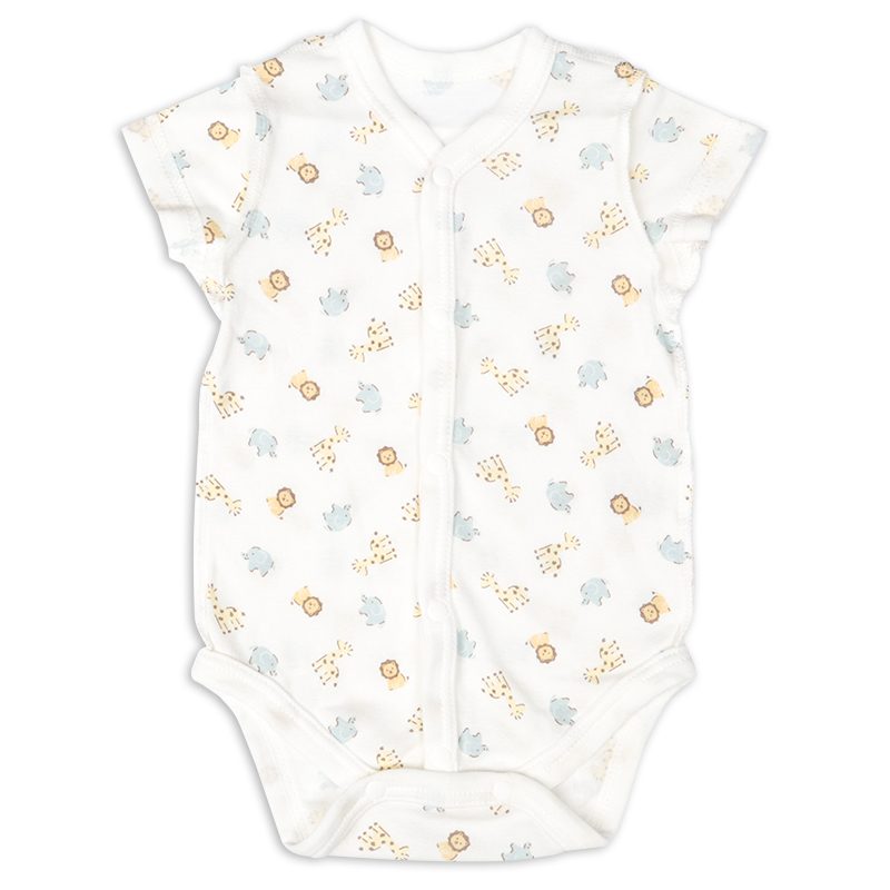 🇯🇵預訂 日本直送🇯🇵動物印花純棉前開式短袖包屁衣兩件套