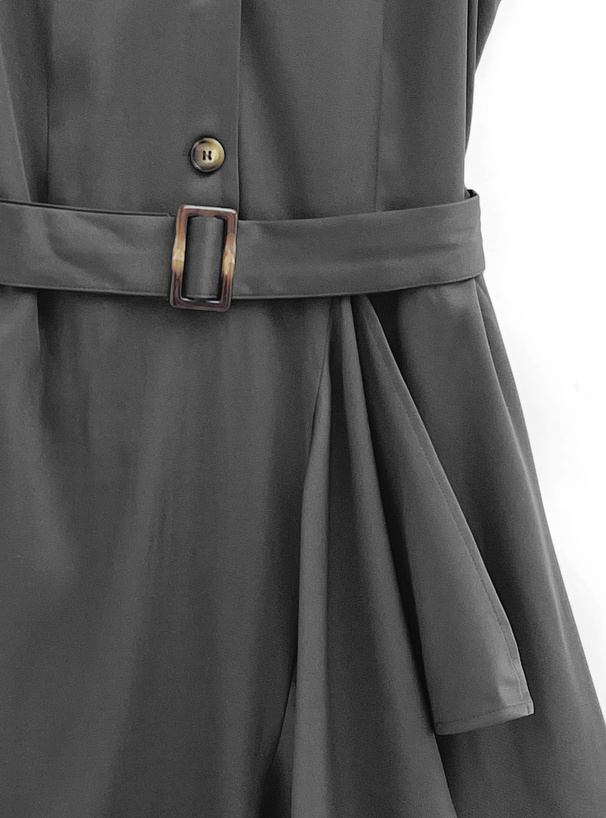 繫帶拼接雙層連身裙 [pu35]