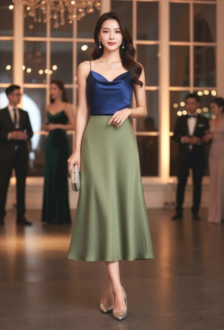 Satin Drape A-Line Midi