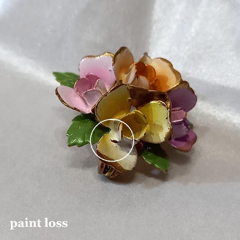C.a. 1950s Austrian Hand-painted Colourful Flower Cluster Brooch(MU059)