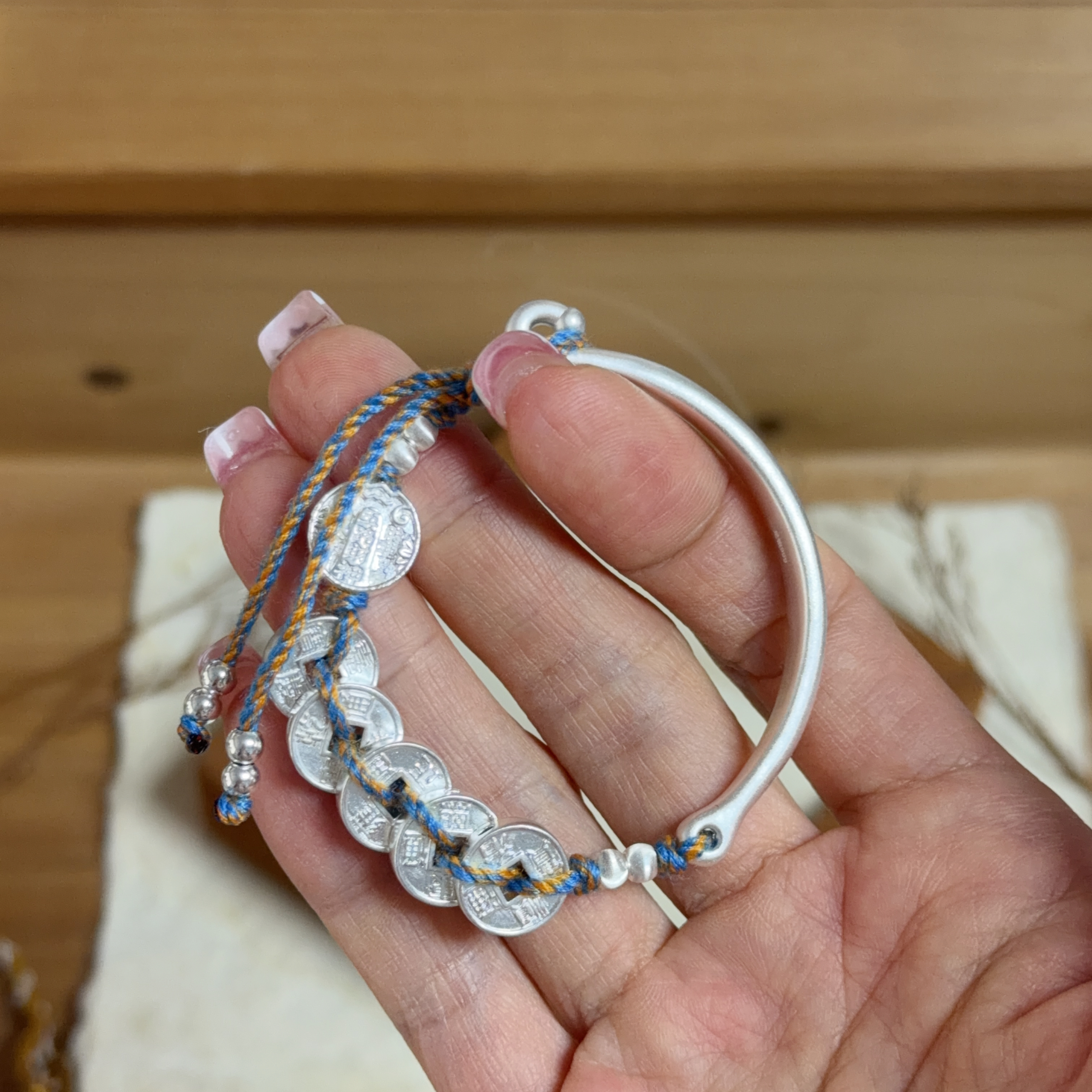 純銀五帝錢手鐲