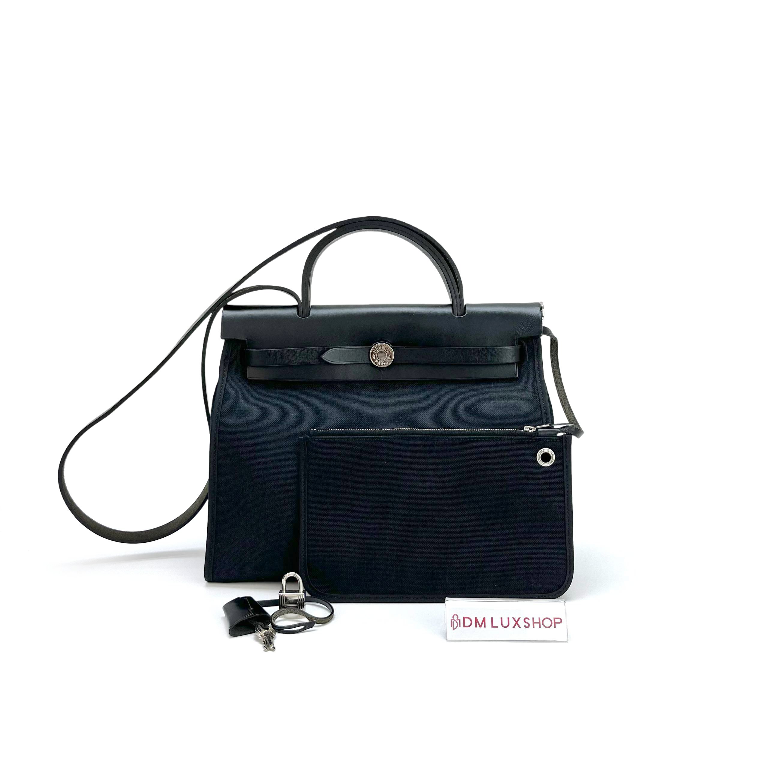 Hermes Herbag Zip 31 Noir PHW (Stamp C, Y: 2018)