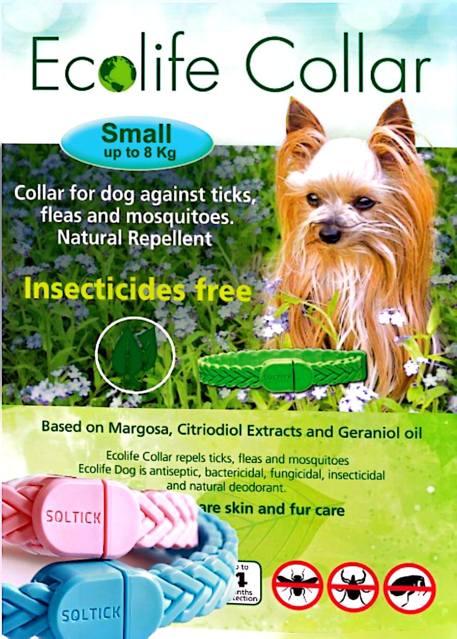 Solano Ecolife | 純天然驅蚤頸帶 小型犬 (適用於 8 公斤以下犬隻) 36.5cm 藍色 