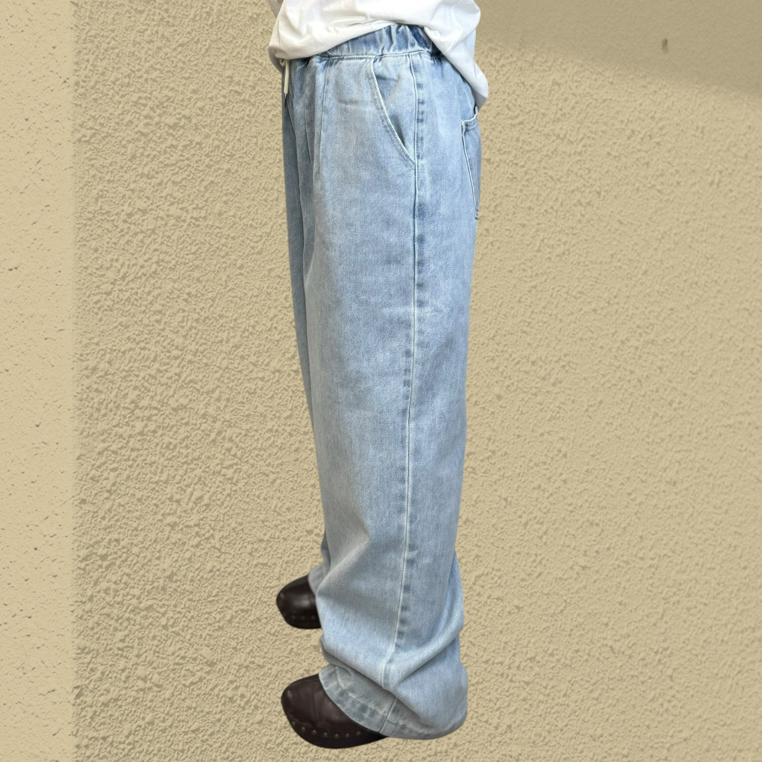 221183 全橡筋腰洗水牛仔褲