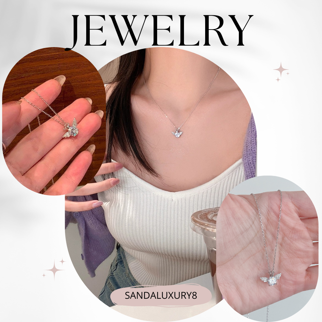 Elegant Silver Angel Wing Necklace 