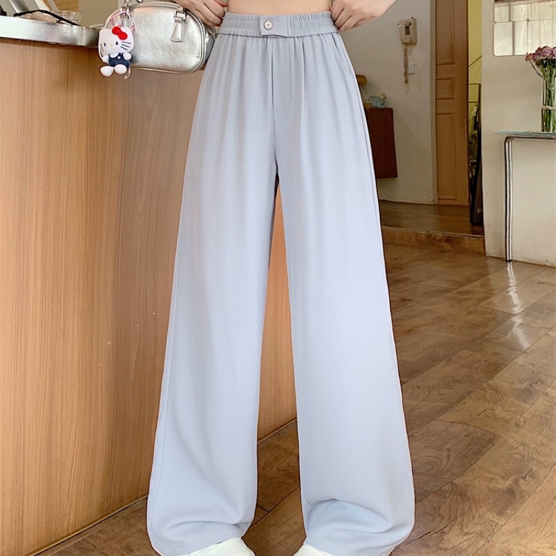 B314(5588) 韩系甜美风横单钮冰丝西装垂感3色长裤