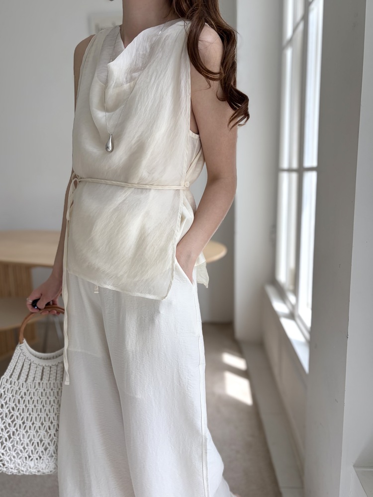 The Airy Elastic Pants (Cream)