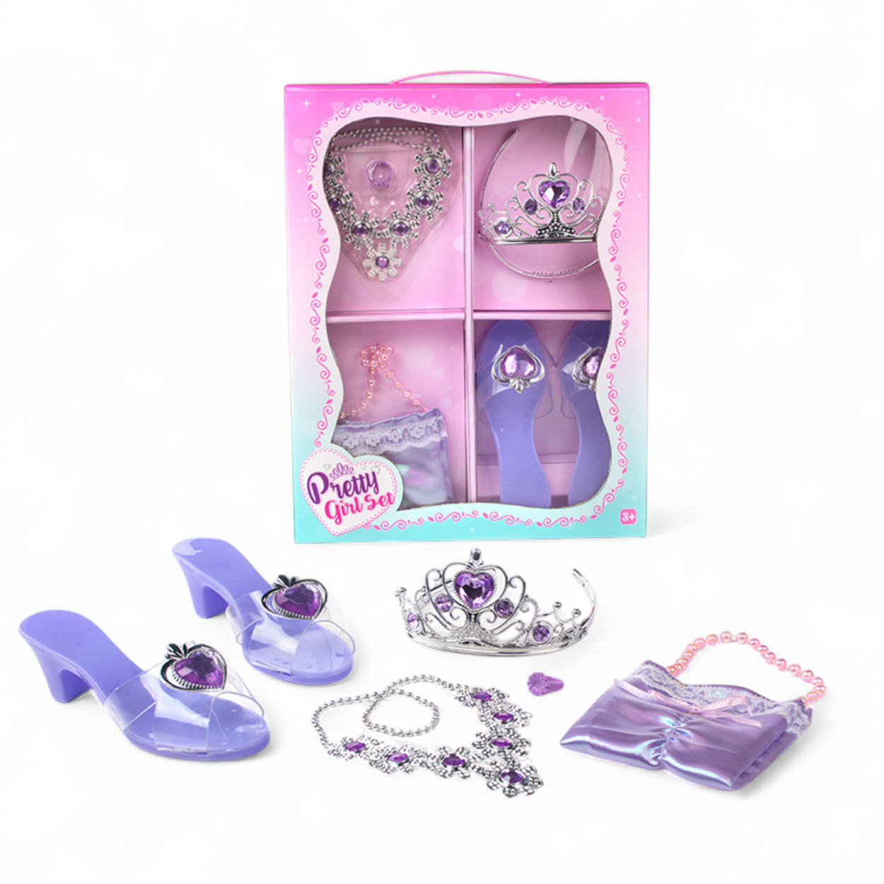 Kuromi系列 公主扮靚皇冠飾品套裝 兒童角色扮演首飾高跟鞋禮盒 女童夢幻公主玩具套裝