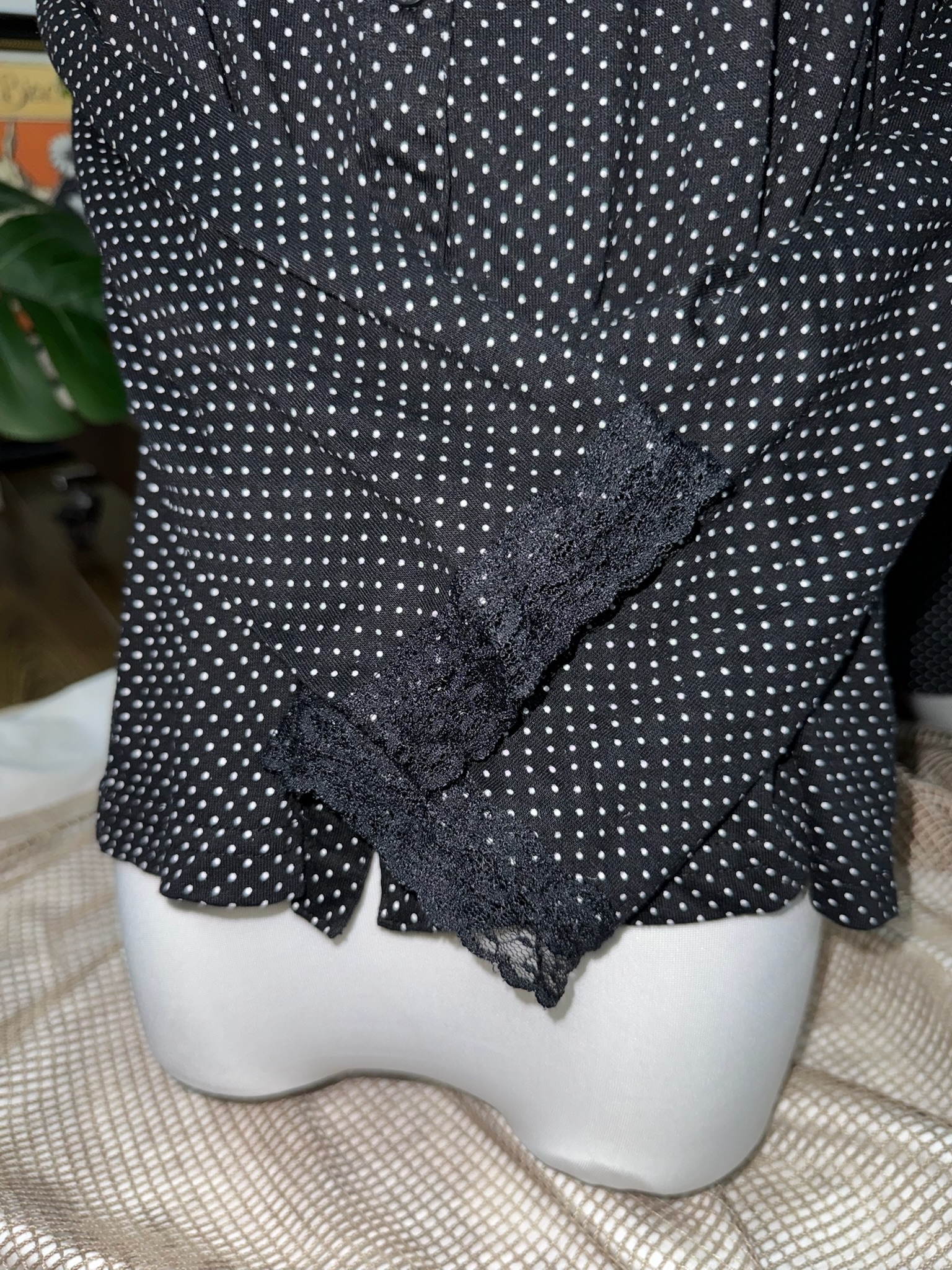 Polka Dot Square Neck Lace Patchwork Top with Bows