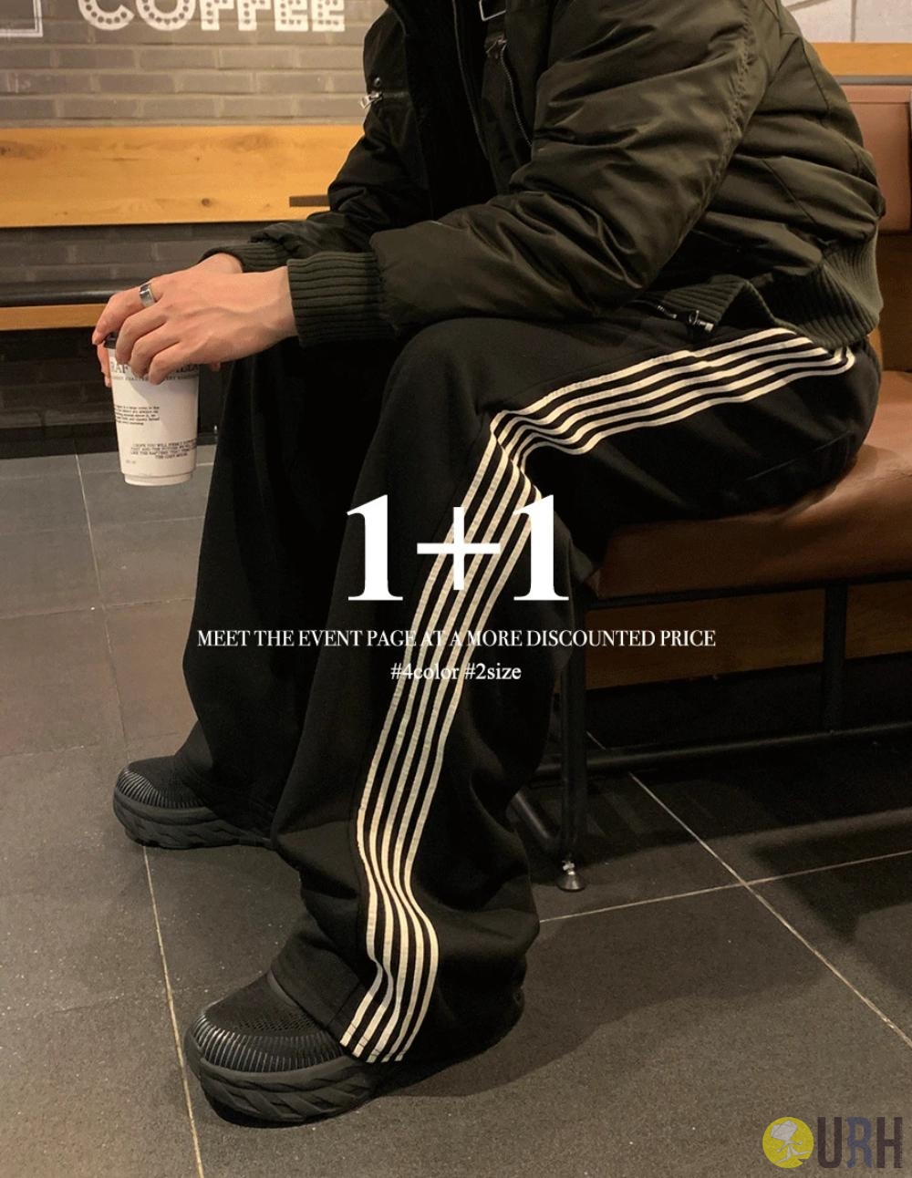 【100%保證韓國直送】[1+1 EVENT] 側邊三間設計寬鬆運動長褲 [4 color] RL114755