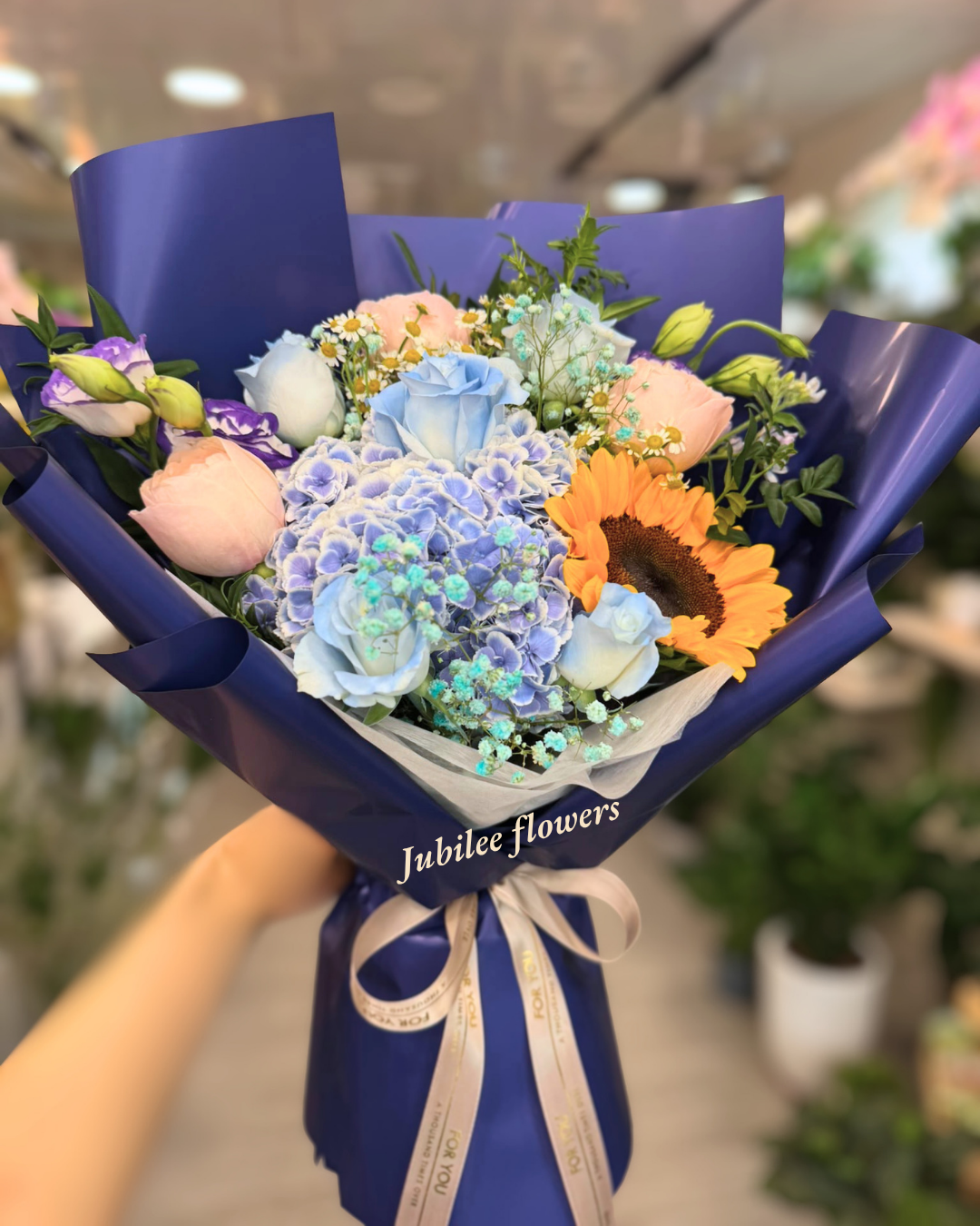 🌻向日葵 · 繡球 · 玫瑰混搭花束