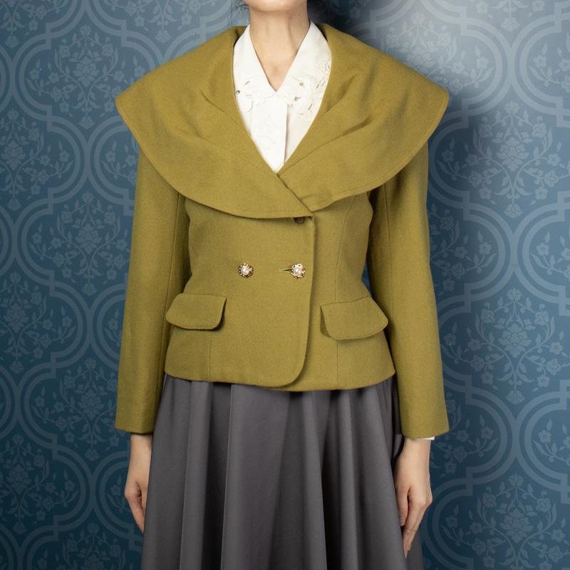 Vintage Made in Japan Elegant Lily Pad Collar Wollen Jacket(MU013)