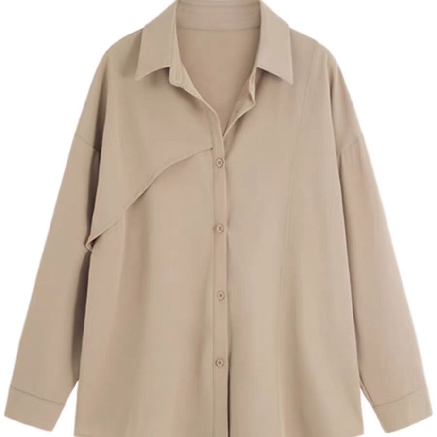 B248(5955) 气质通勤风斜片设计感3色衬衫上衣