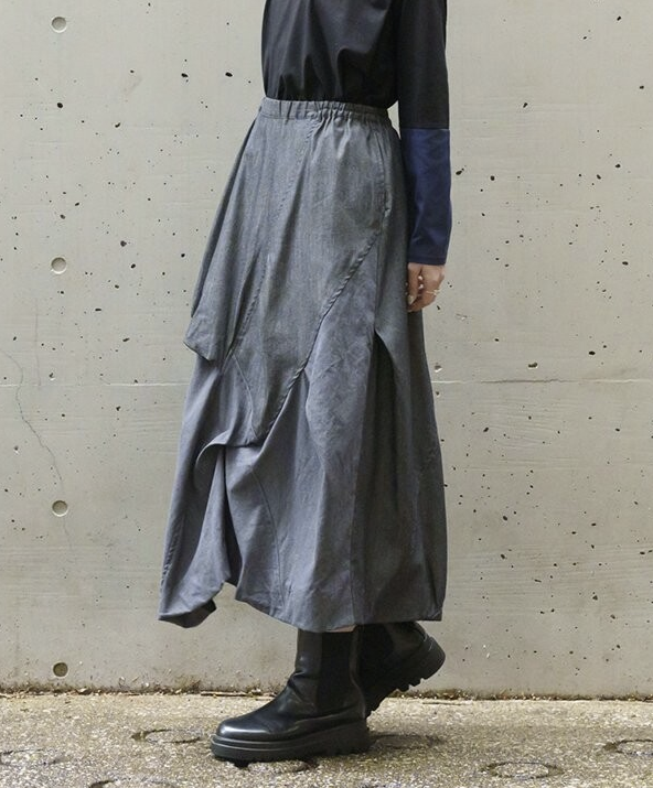 褶襇泡泡牛仔長裙 - 2026 流行穿搭  女士長裙 春秋冬時尚穿搭 成人休閒 日常穿搭 易於配搭 日本直送   #JP-I-260002