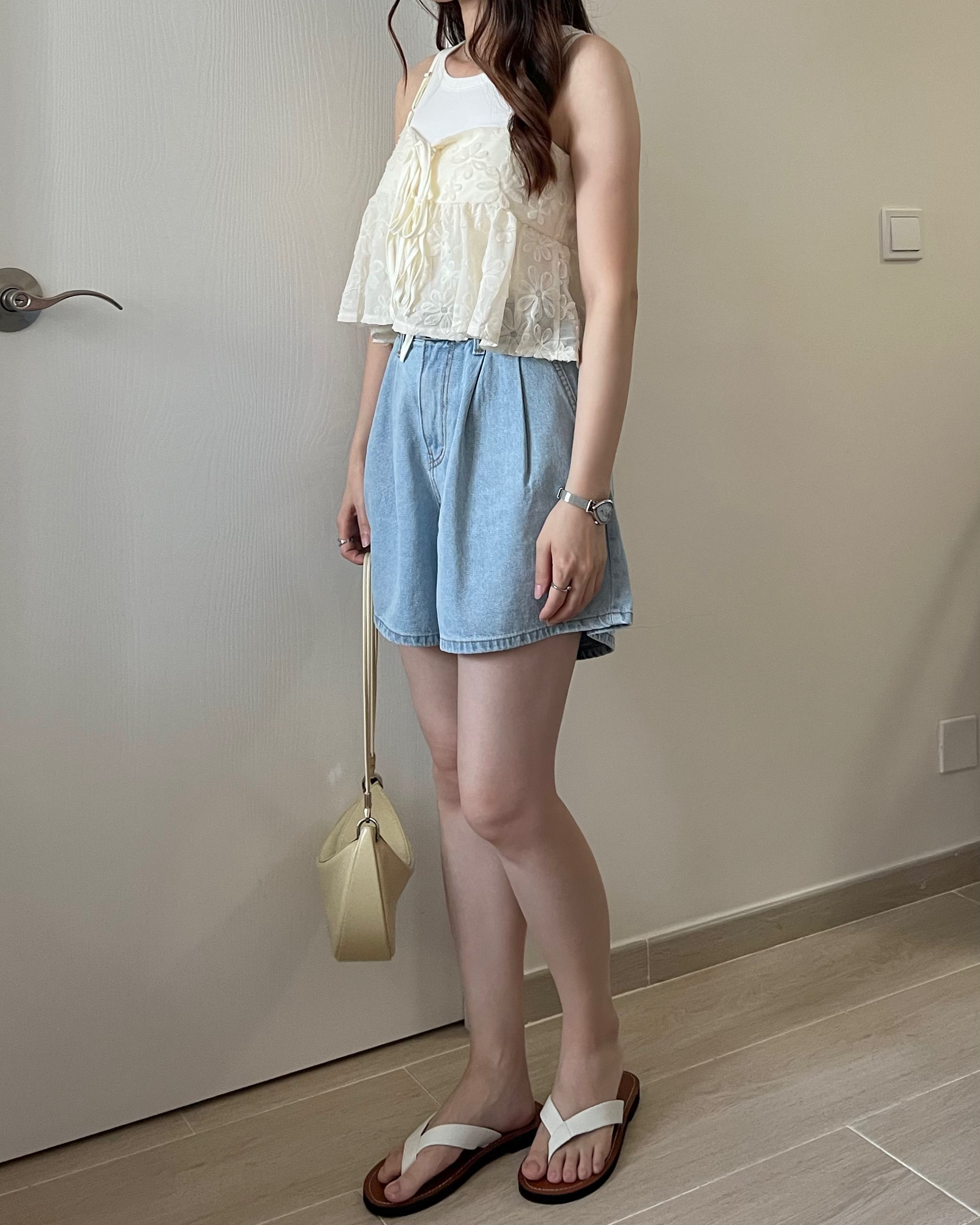 甜價仙氣花花兩穿吊帶背心 杏色