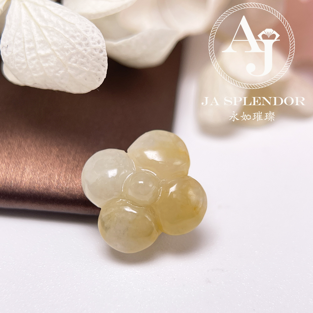 JN-3434 天然翡翠A玉-黃翡立體小花不鏽鋼手鏈