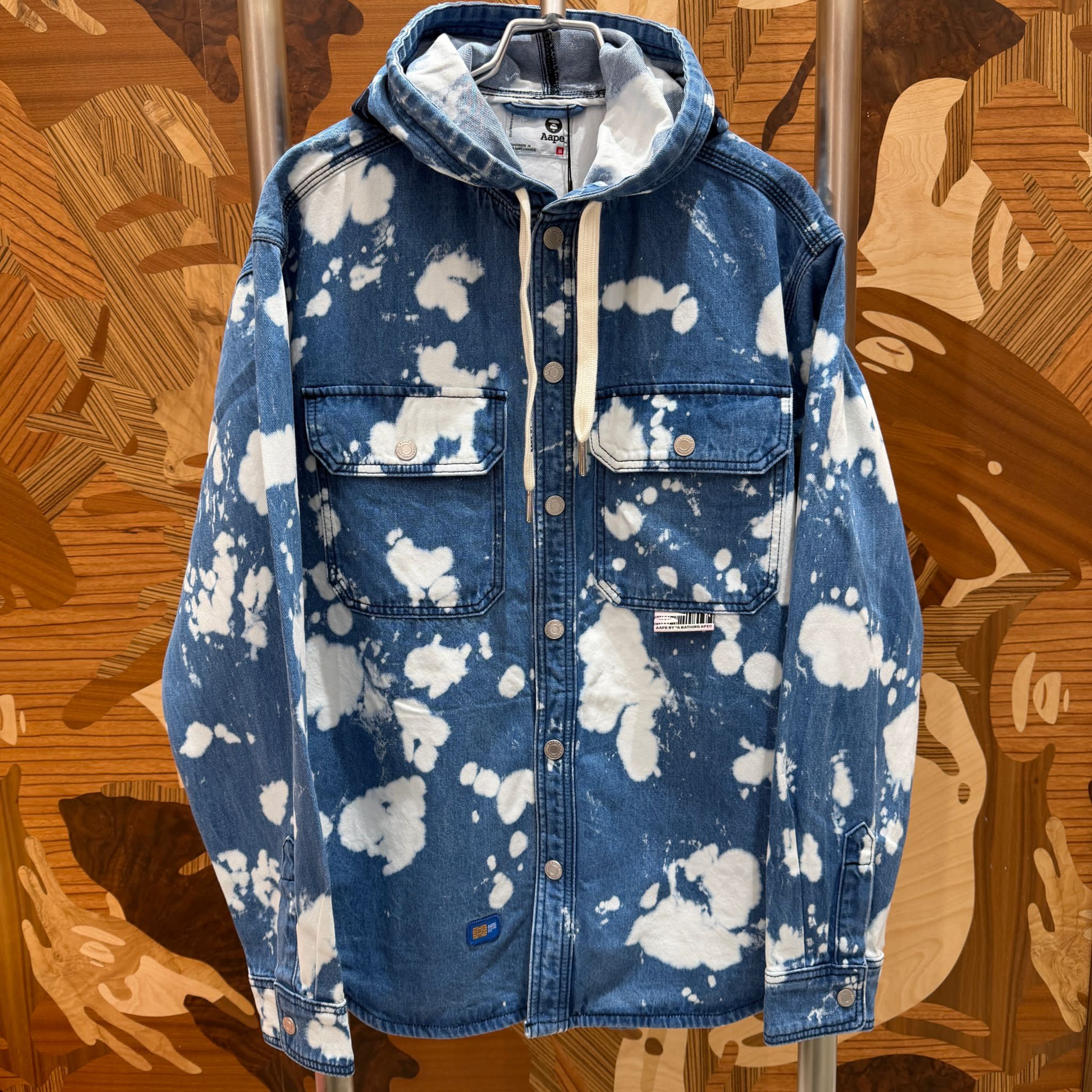 AAPE AAPEUNVS splatter printed hooded long sleeve shirt (8571)