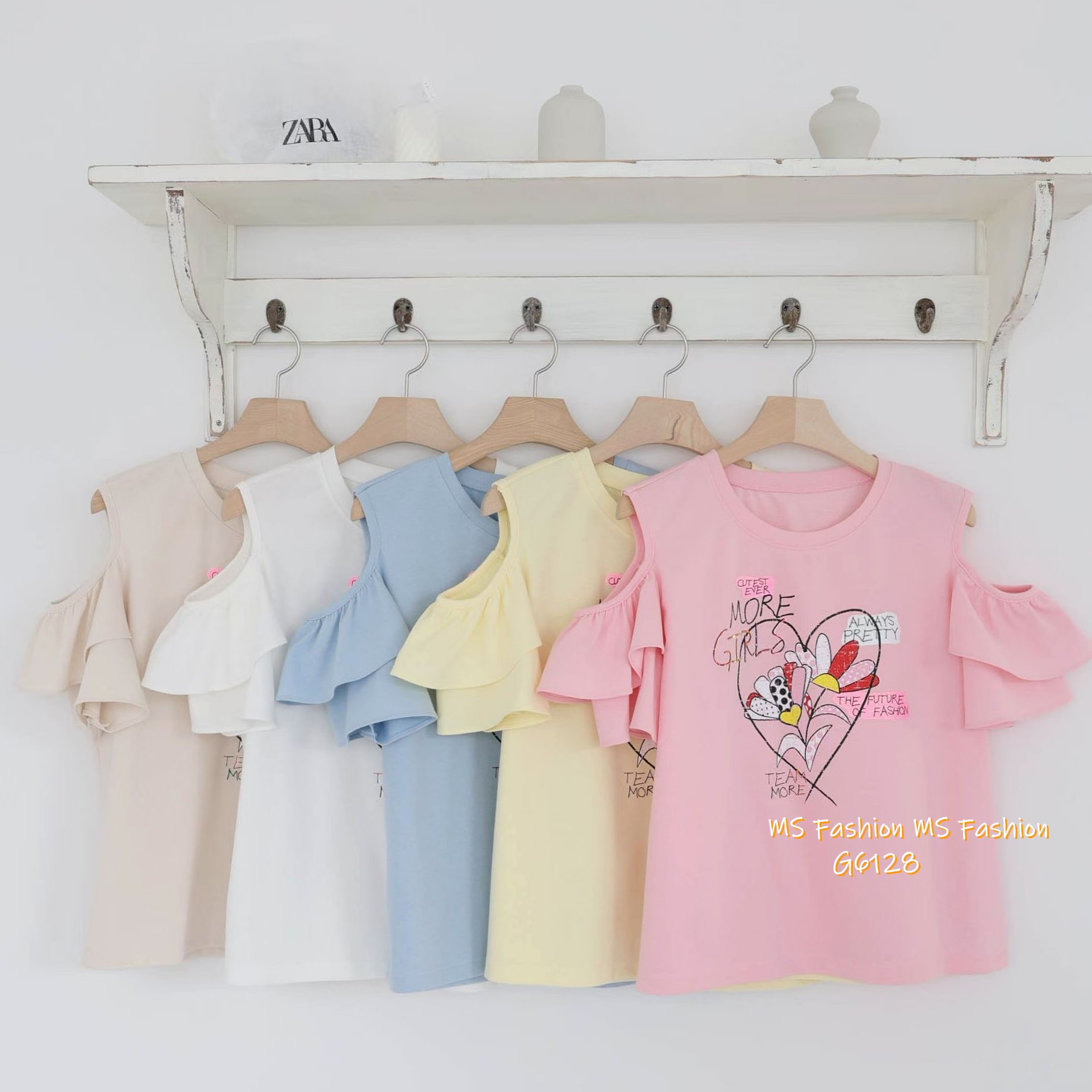 G6128 韓國🇰🇷靚print露肩top