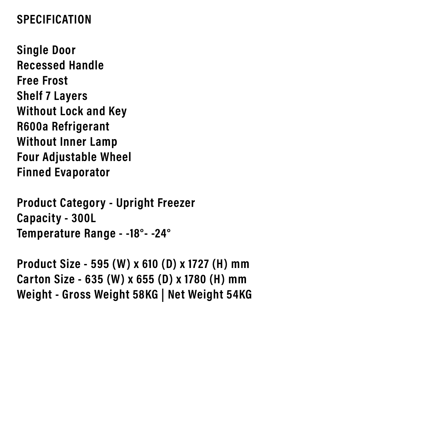 Faber 300L Upright Freezer FF 305BK